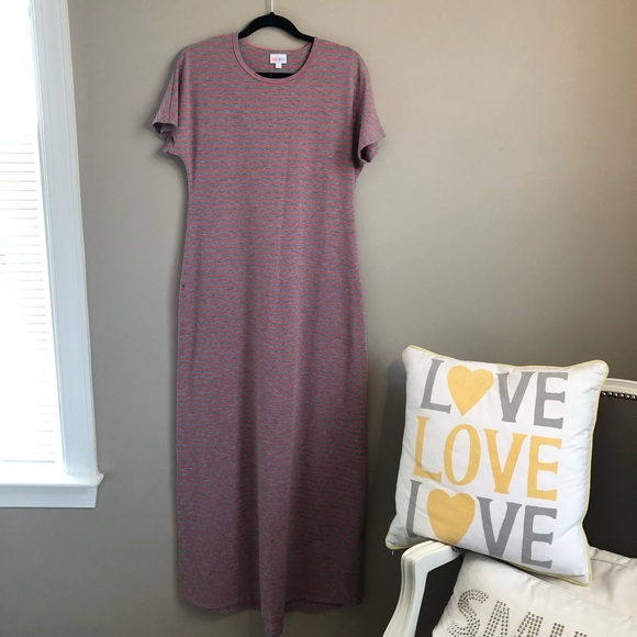 LuLaRoe Dresses & Skirts - NWOT Pink & Gray Striped Lularoe Maxi Dress Small